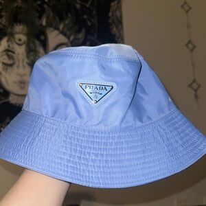 Prada Blue Bucket Hat Iconic Logo
